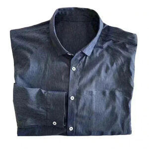 Lululemon Shirt Men's medium Long Sleeve Button Up Blue Striped